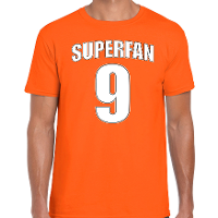 Superfan nummer 9 oranje t shirt Holland / Nederland supporter EK/ WK voor heren
