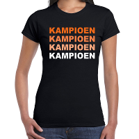 Supporter kampioen t shirt zwart voor dames