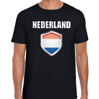 Supporters T shirt voor heren   zwart   Nederland thema   supporters kleding   sport