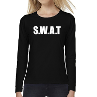 SWAT tekst t shirt long sleeve zwart voor dames