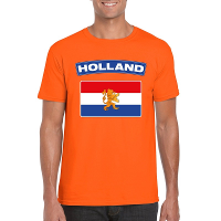 T shirt met Hollandse vlag   oranje   heren   Nederland   korte mouwen