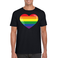 T shirt met Regenboog vlag in hart zwart heren