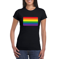 T shirt met Regenboog vlag   Pride   zwart   voor dames