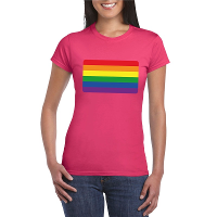 T shirt met Regenboog vlag roze dames