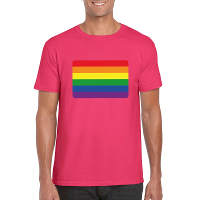 T shirt met Regenboog vlag roze heren
