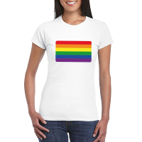 T shirt met Regenboog vlag wit dames