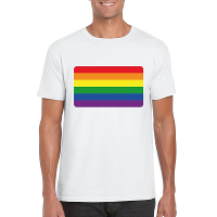 T shirt met Regenboog vlag wit heren
