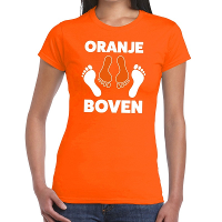 T shirt oranje boven   voor dames   Koningsdag / Supporters kleding   Sex thema   Feestkleding