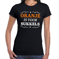 T shirt Oranje is voor sukkels zwart dames