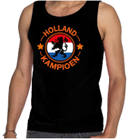 Tanktop Holland kampioen met leeuw Holland / Nederland supporter EK/ WK zwart voor heren