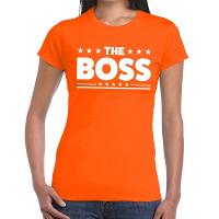 The Boss tekst t shirt oranje dames