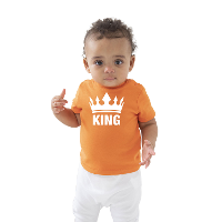 The king met kroon Koningsdag t shirt oranje baby/peuter voor jongens