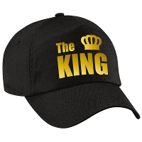 The King petje   baseballcap   zwart   met gouden letters en kroon   heren