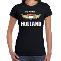 The winner is Holland / Nederland t shirt zwart voor dames