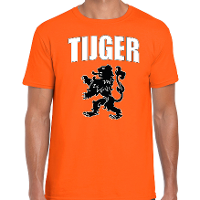 Tijger met leeuw oranje t shirt Holland / Nederland supporter EK/ WK voor heren