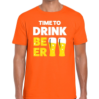 Time to Drink Beer tekst t shirt oranje heren