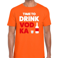 Time to Drink Vodka tekst t shirt oranje heren
