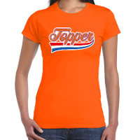 Topper sierlijke wimpel t shirt oranje voor dames   EK/WK   Koningsdag shirts