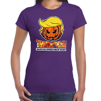 Trumpkin make Halloween great again t shirt paars voor dames