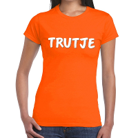 Trutje fun tekst t shirt   oranje   voor dames   foute party feestkleding