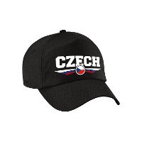 Tsjechie / Czech land supporters petje   zwart   Volwassenen   Baseballcap   Sport   vlag thema