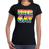 Uber gay gay pride t shirt zwart voor dames