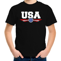 USA Amerika landen supporters t shirt   zwart   kinderen   Fan kleding   EK / WK / Olympische spelen