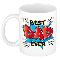 Vaderdag cadeau koffiemok   best dad ever   blauw   300 ml   keramiek   mok met tekst