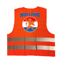 Veiligheidshesje Holland   met oranje leeuw   EK / WK supporter outfit   voor volwassenen