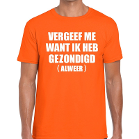 Vergeef Me tekst t shirt oranje heren