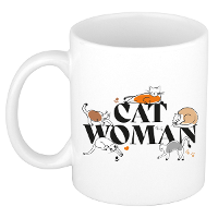 Verjaardag cadeau koffie/thee mok   wit   kat/poes   Cat Women   300 ml   keramiek