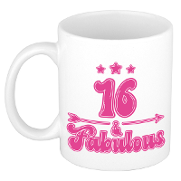 Verjaardag cadeau mok 16 jaar   geweldig   roze   300 ml   Keramiek