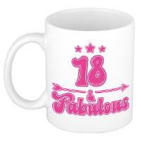 Verjaardag cadeau mok 18 jaar   geweldig   roze   300 ml   Keramiek