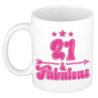 Verjaardag cadeau mok 21 jaar   geweldig   roze   300 ml   Keramiek
