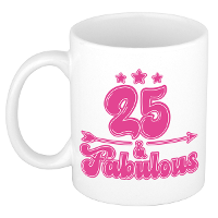Verjaardag cadeau mok 25 jaar   geweldig   roze   300 ml   Keramiek