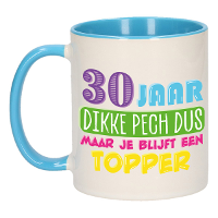 Verjaardag cadeau mok 30 jaar   blauw   dikke pech dus   300 ml   keramiek