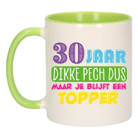 Verjaardag cadeau mok 30 jaar   groen   dikke pech dus   300 ml   keramiek