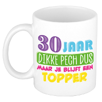 Verjaardag cadeau mok 30 jaar   wit   dikke pech dus   300 ml   keramiek