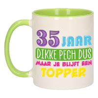 Verjaardag cadeau mok 35 jaar   groen   dikke pech dus   300 ml   keramiek