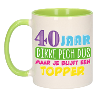 Verjaardag cadeau mok 40 jaar   groen   dikke pech dus   300 ml   keramiek