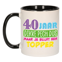 Verjaardag cadeau mok 40 jaar   zwart   dikke pech dus   300 ml   keramiek