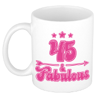 Verjaardag cadeau mok 45 jaar   geweldig   roze   300 ml   Keramiek