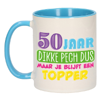 Verjaardag cadeau mok 50 jaar   blauw   dikke pech dus   300 ml   Abraham/Sarah