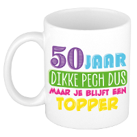 Verjaardag cadeau mok 50 jaar   wit   dikke pech dus   300 ml   Abraham/Sarah