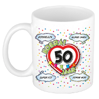 Verjaardag cadeau mok 50 jaar   wit   glorie jaren   300 ml   keramiek   Abraham