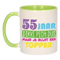 Verjaardag cadeau mok 55 jaar   groen   dikke pech dus   300 ml   Keramiek