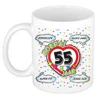 Verjaardag cadeau mok 55 jaar   wit   glorie jaren   300 ml   keramiek