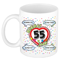 Verjaardag cadeau mok 55 jaar   wit   goddelijk   300 ml   keramiek