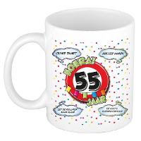 Verjaardag cadeau mok 55 jaar   wit   ouwe taart   300 ml   keramiek