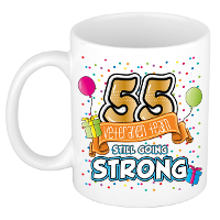 Verjaardag cadeau mok 55 jaar   wit   veteranen team   300 ml   keramiek